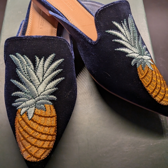 ASOS Shoes - ASOS Navy Pineapple Embroidered Mules UK 4 | US 6